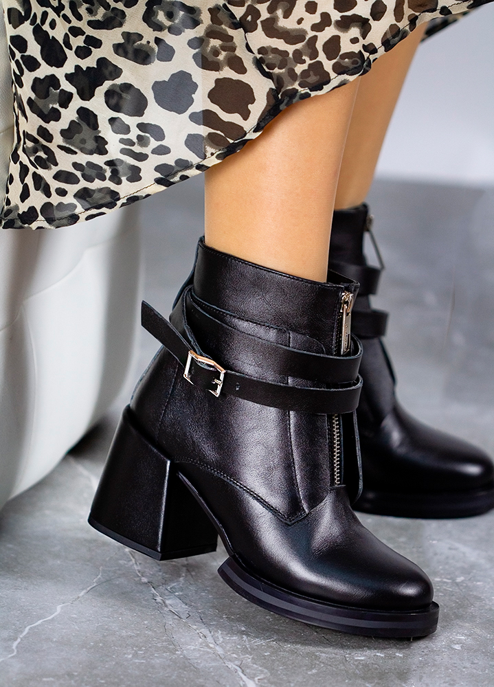 Черевики ботильйони жіночі шкіряні чорні Злата 8035-28