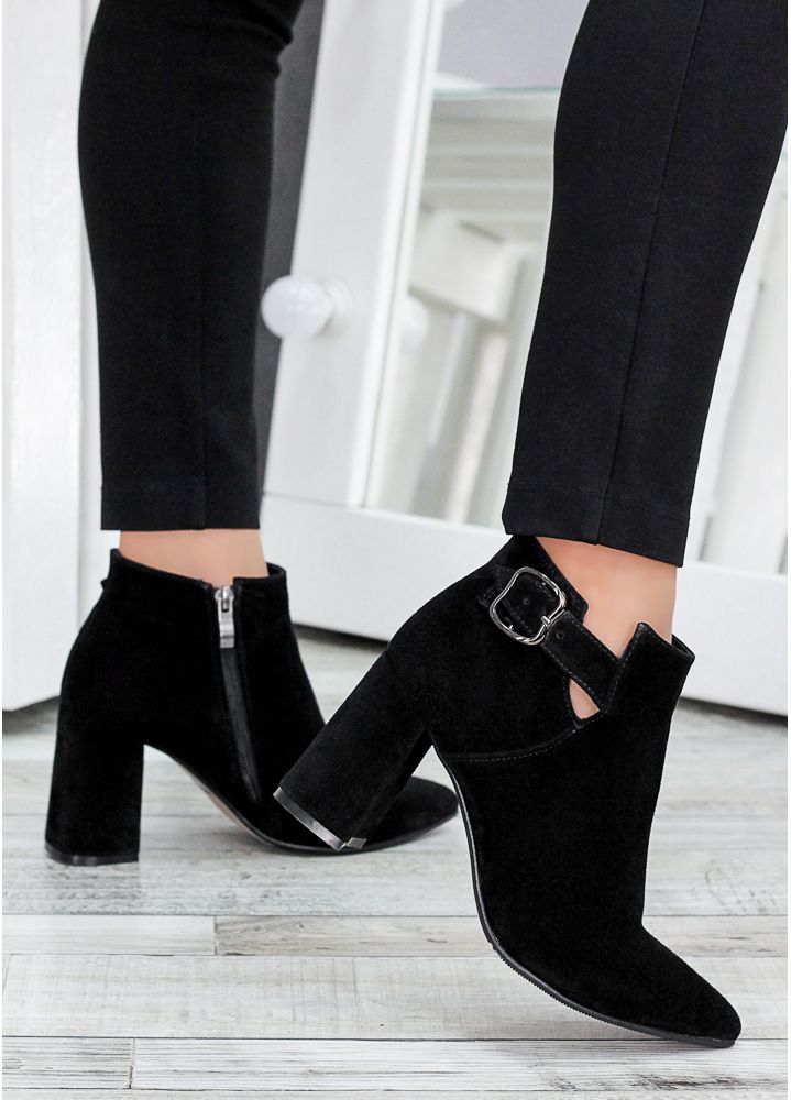 Ботинки ботильоны женские замша черные Sollo 7760-28