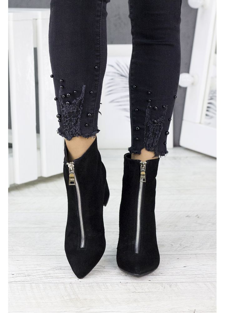 Черевики ботильйони жіночі замша чорні Ванесса 7218-28
