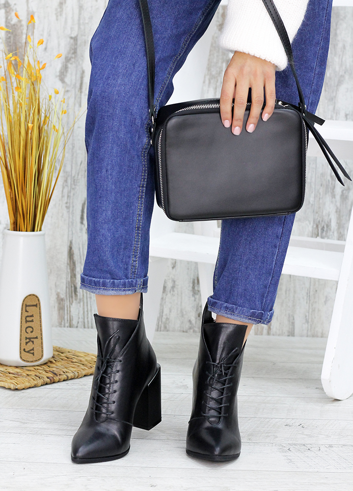 Ботинки ботильоны женские кожа черные Женева 7550-28