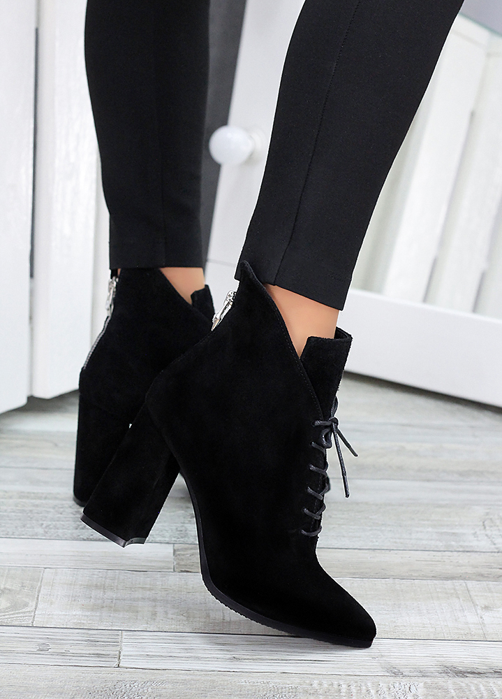 Черевики ботильйони жіночі замша чорні Женева 7190-28