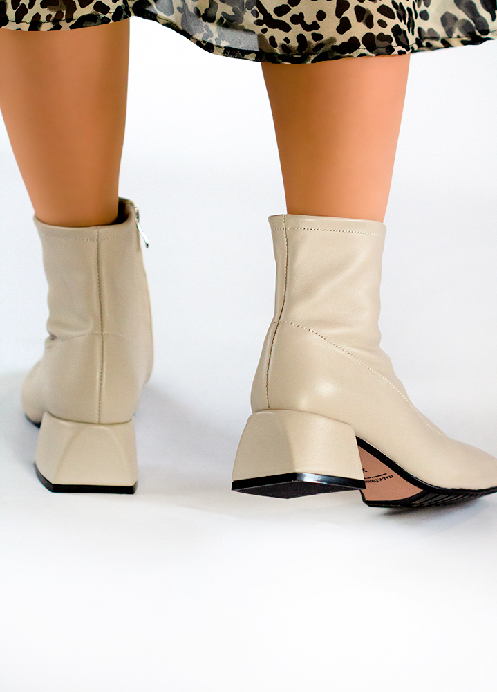 Ботинки ботильоны женские кожаные бежевые  7916-28