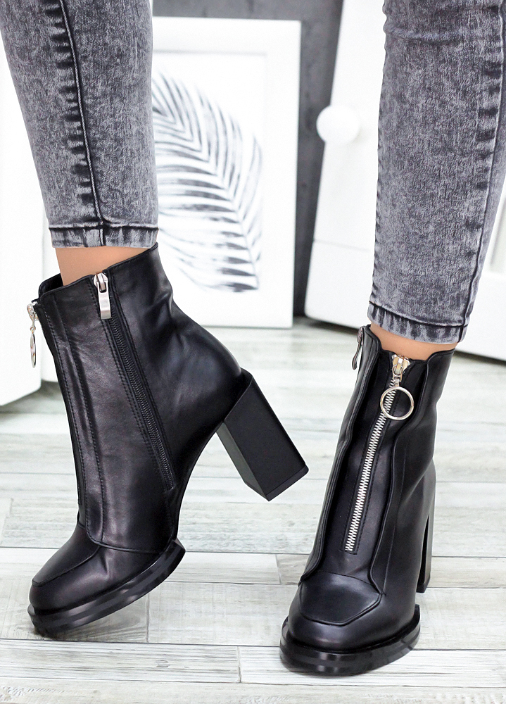 Ботинки ботильоны женские кожаные черные Kristi 7194-28