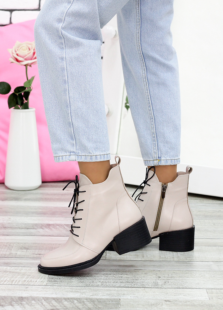 Ботинки ботильоны женские кожаные пудра Lolita 7609-28