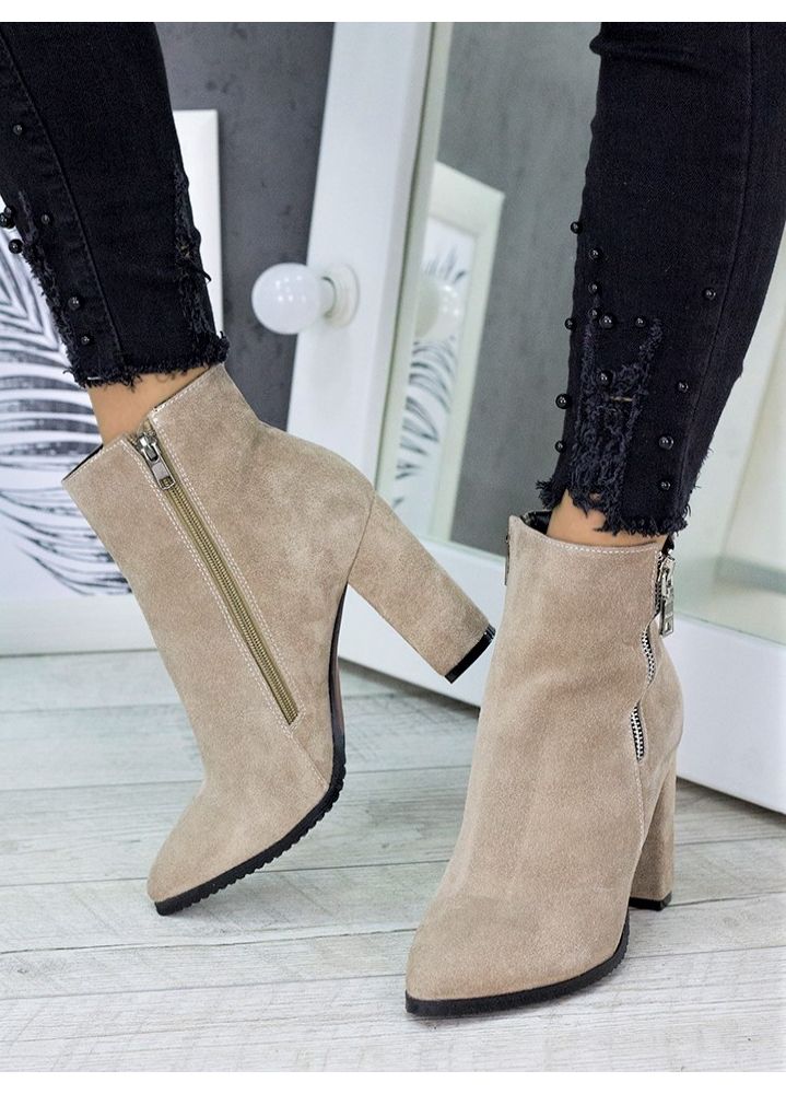 Черевики ботильйони жіночі замша беж Шанталь 7230-28