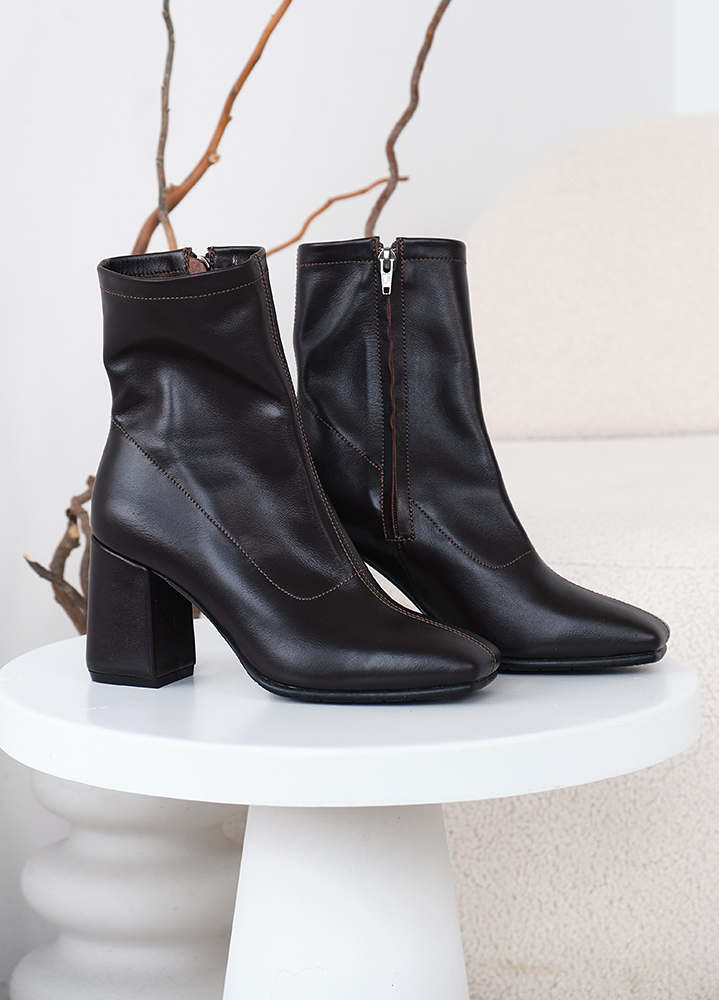 Ботинки ботильоны женские кожаные  brown 8453-28