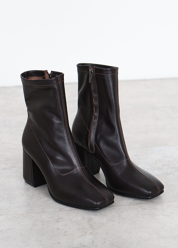 Ботинки ботильоны женские кожаные  brown 8453-28