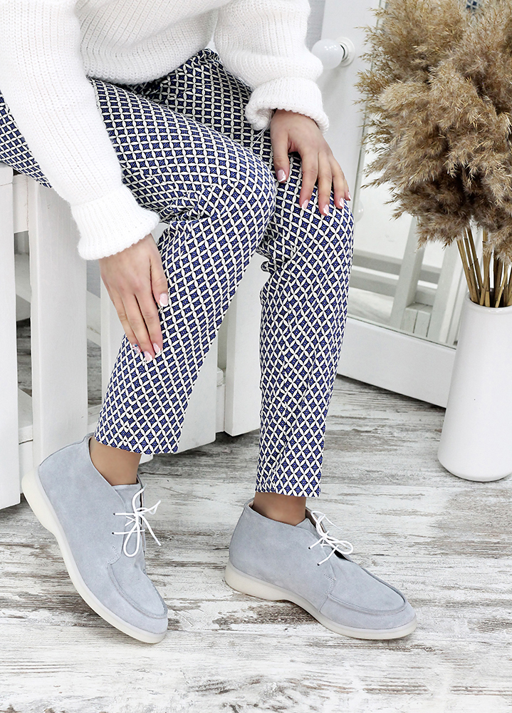 Черевики короткі жіночі замшеві сірі LORO 7679-28