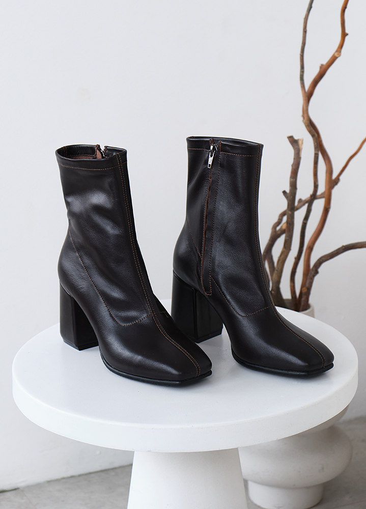 Ботинки ботильоны женские кожаные  brown 8453-28