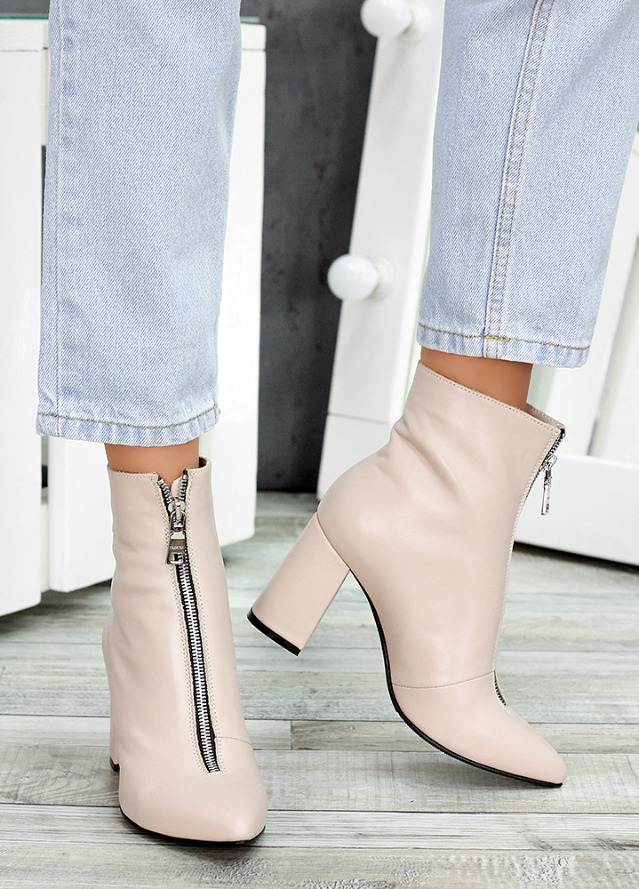 Ботинки ботильоны женские кожаные пудра Ванесса 7219-28