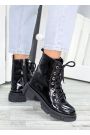 Ботинки берцы женские лак кожа черные 7458-28