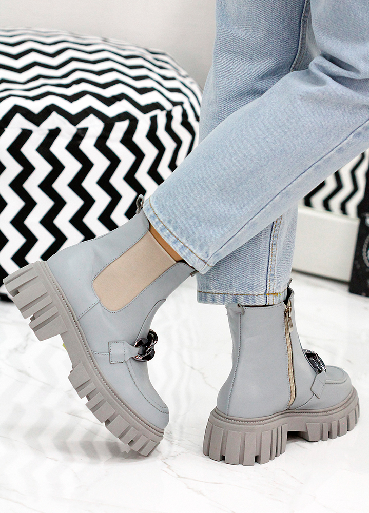 Ботинки женские челси кожаные голубые 7888-28