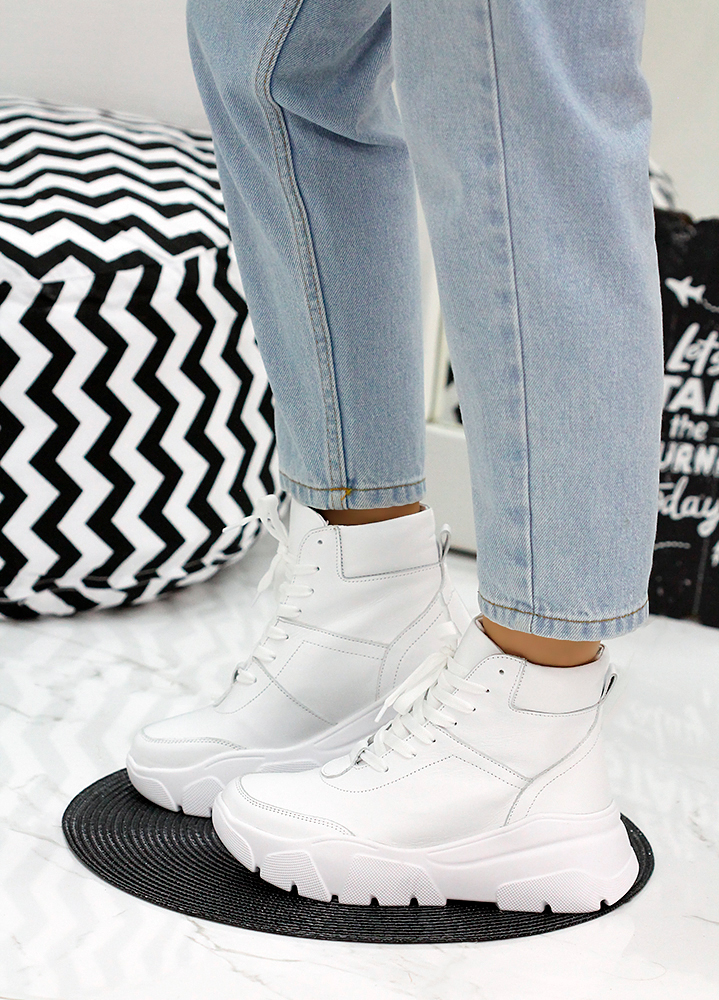 Черевики жіночі шкіряні спортивні білі 7887-28