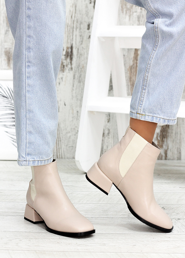 Черевики челсі жіночі шкіряні бежеві 7594-28