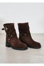Ботинки женские замшевые brown с ремешками 8441-28