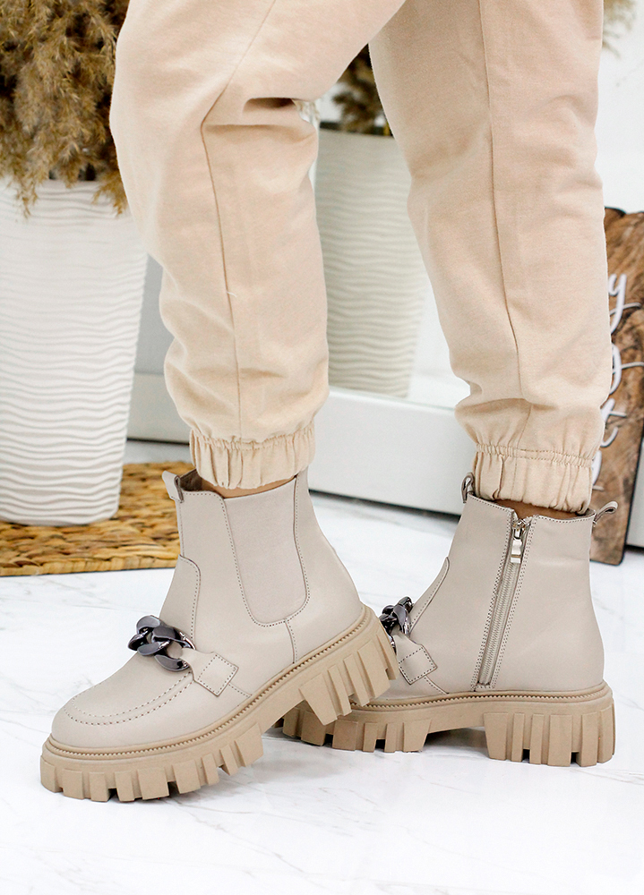 Ботинки женские кожаные бежевые 7872-28