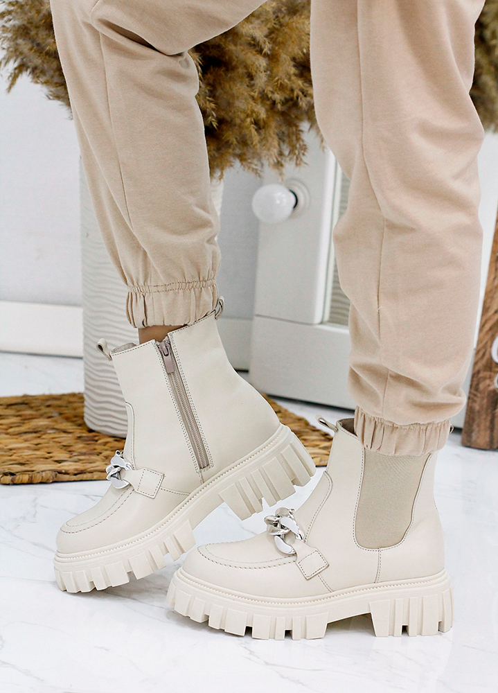 Ботинки женские кожаные бежевые 7880-28