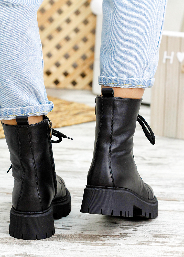 Черевики берці жіночі шкіряні чорні 7822-28