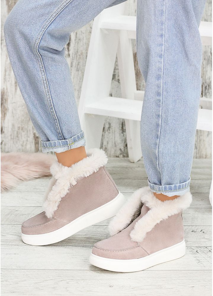 Ботинки короткие женские замша  пудра LORO 7542-28