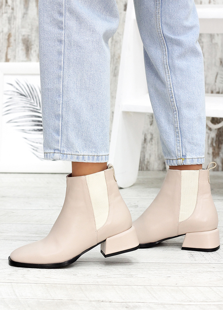 Черевики челсі жіночі шкіряні бежеві 7594-28