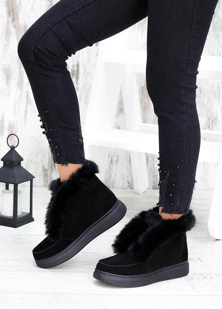 Черевики короткі жіночі замша чорні LORO 7551-28