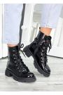 Ботинки берцы женские лак кожа черные 7458-28