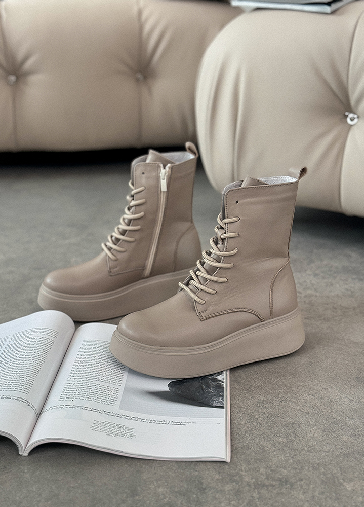 Ботинки женские кожаные мокко на платформе 8231-28