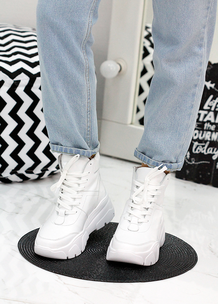 Черевики жіночі шкіряні спортивні білі 7887-28