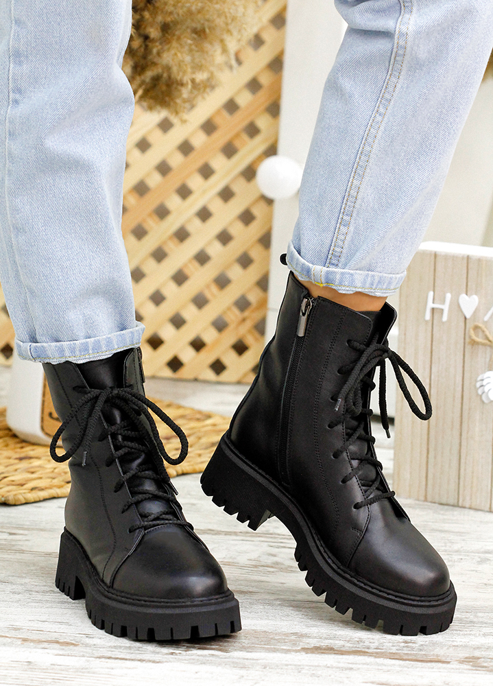 Черевики берці жіночі шкіряні чорні 7822-28