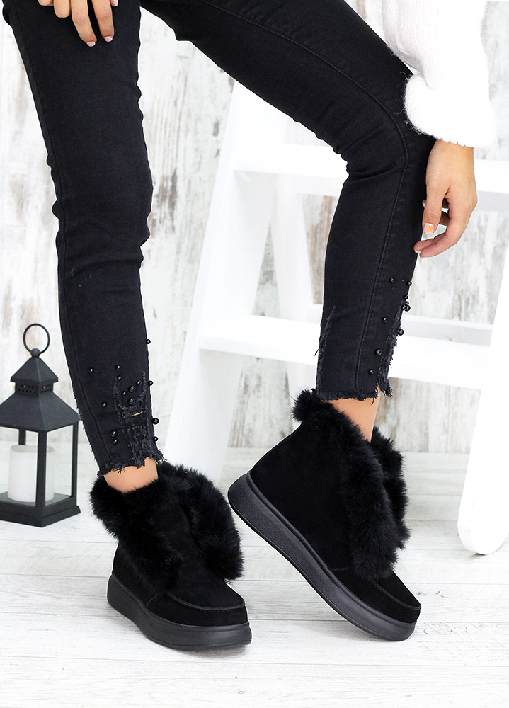 Черевики короткі жіночі замша чорні LORO 7551-28