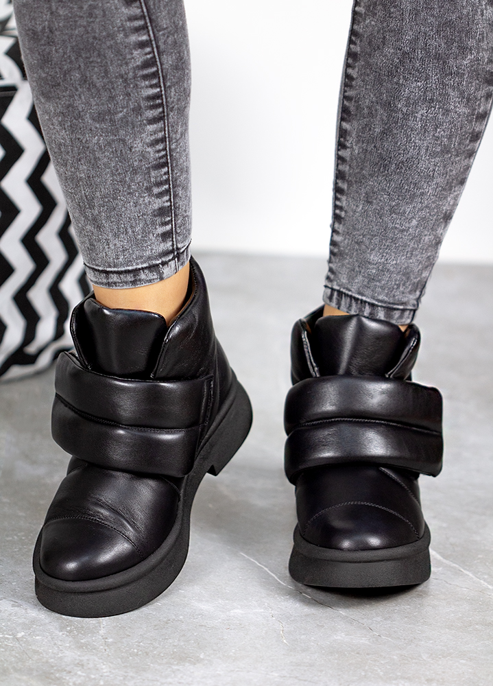 Ботинки женские кожаные черные 8076-28