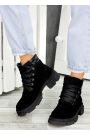 Ботинки трапперы женские замшевые черные7502-28
