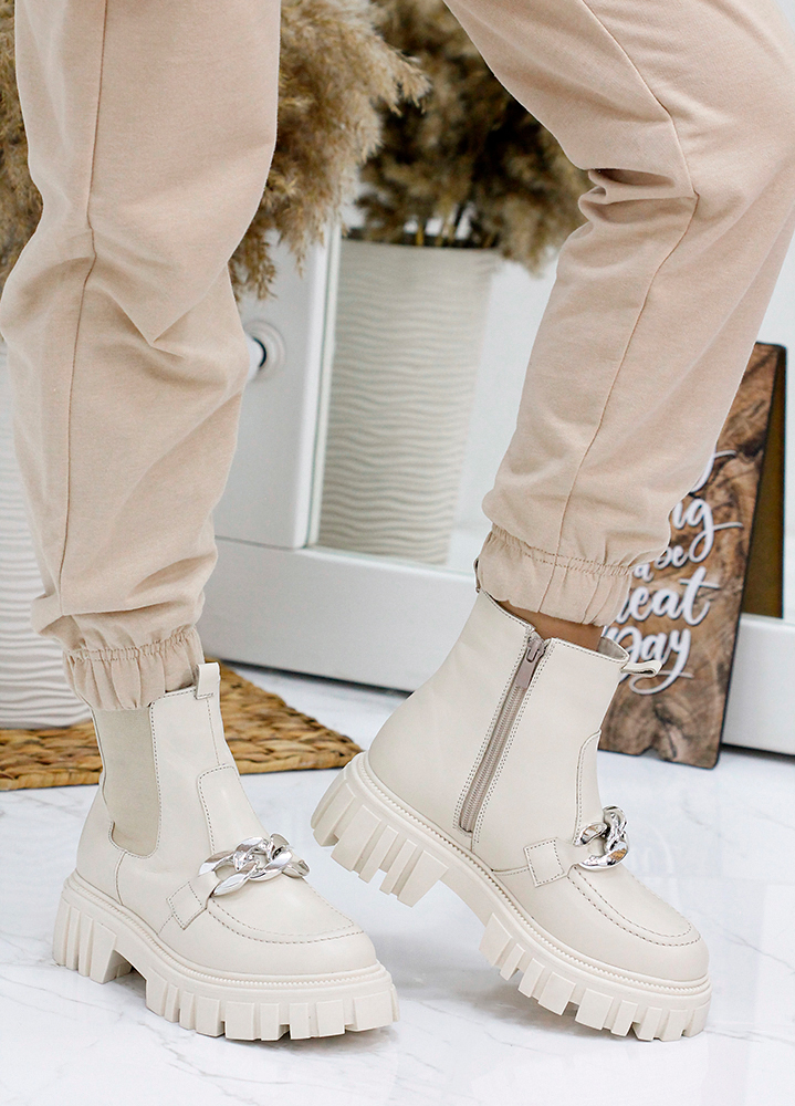 Ботинки женские кожаные бежевые 7880-28