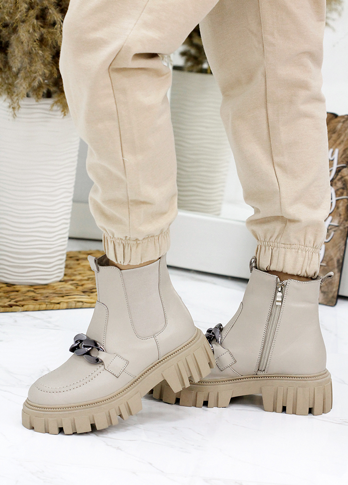 Ботинки женские кожаные бежевые 7872-28