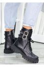 Черевики жіночі шкіряні чорні з пряжками 7456-28