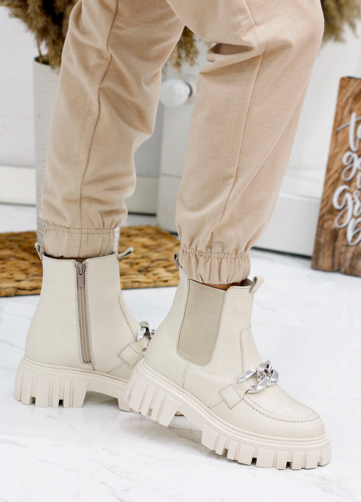 Ботинки женские кожаные бежевые 7880-28