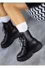 Ботинки берцы женские кожаные черные 8046-28