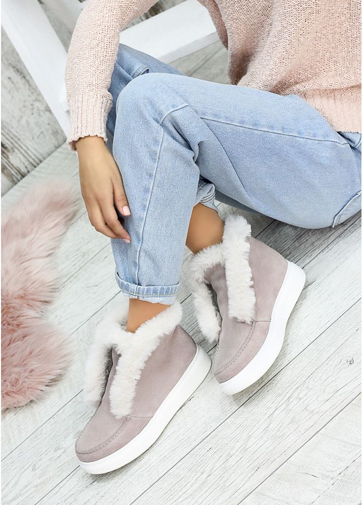 Ботинки короткие женские замша  пудра LORO 7542-28