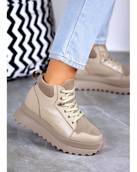 Кроссовки женские зимние высокие кожаные мокко 8074-28