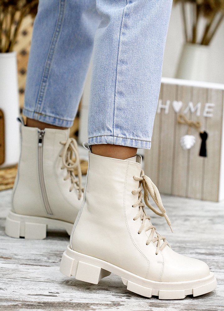 Черевики берці жіночі шкіряні бежеві  7811-28