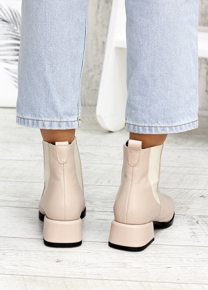 Черевики челсі жіночі шкіряні бежеві 7594-28