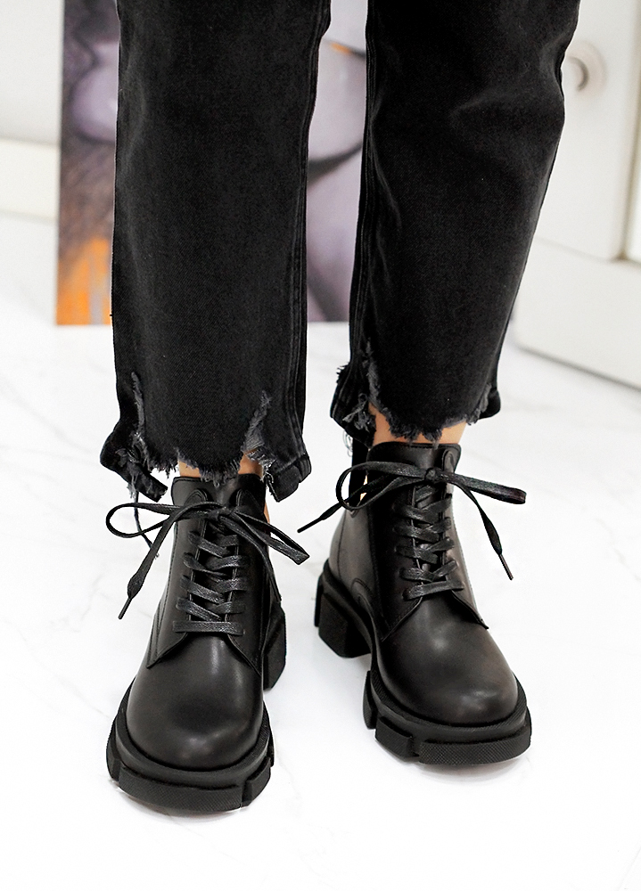 Ботинки короткие женские кожаные черные 8055-28