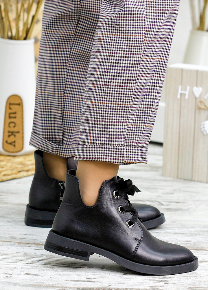 Черевики короткі жіночі шкіряні чорні 7795-28