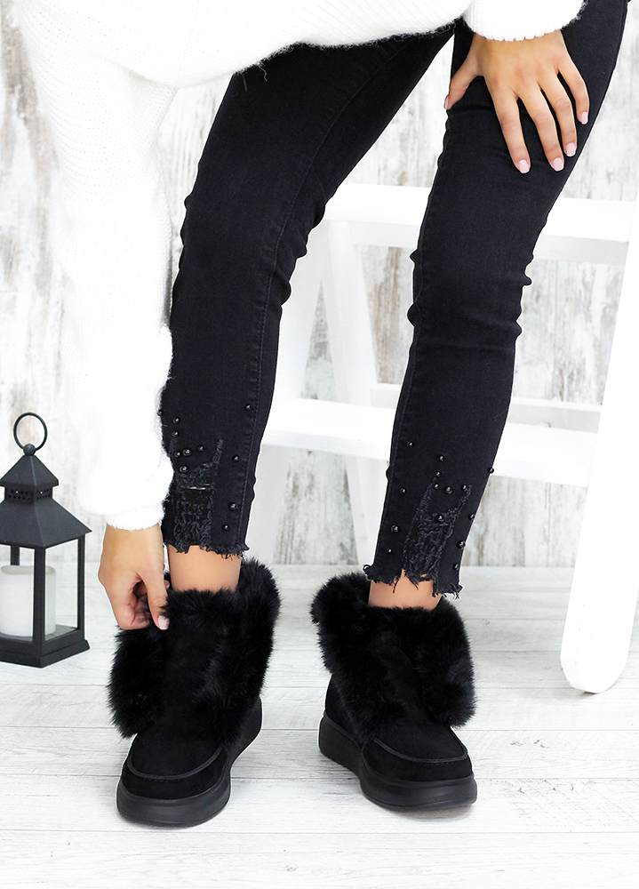 Черевики короткі жіночі замша чорні LORO 7551-28