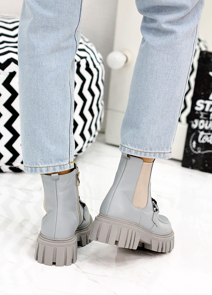 Ботинки женские челси кожаные голубые 7888-28