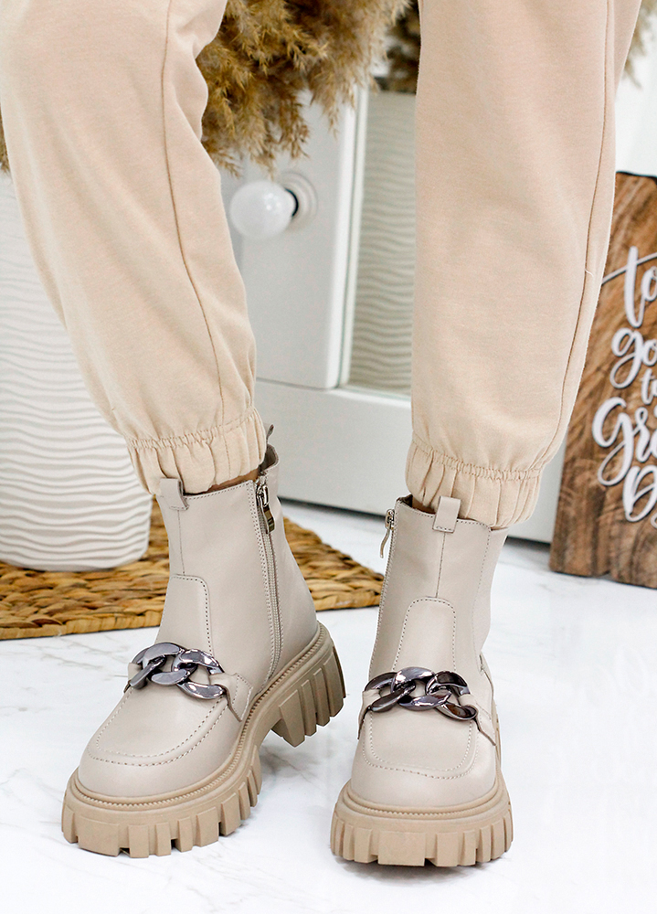 Ботинки женские кожаные бежевые 7872-28