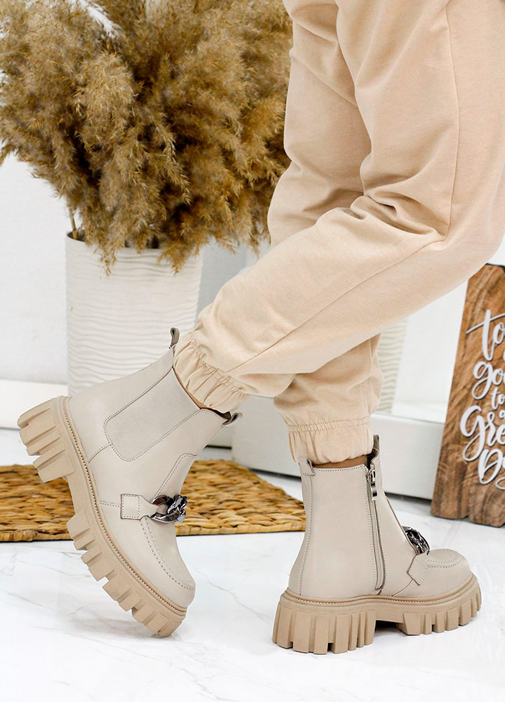 Ботинки женские кожаные бежевые 7872-28