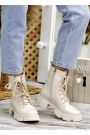 Ботинки берцы женские кожаные бежевые 7811-28
