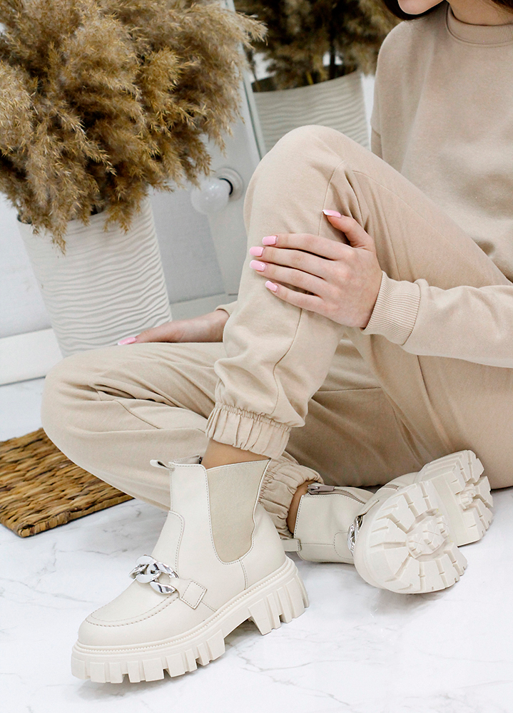 Ботинки женские кожаные бежевые 7880-28