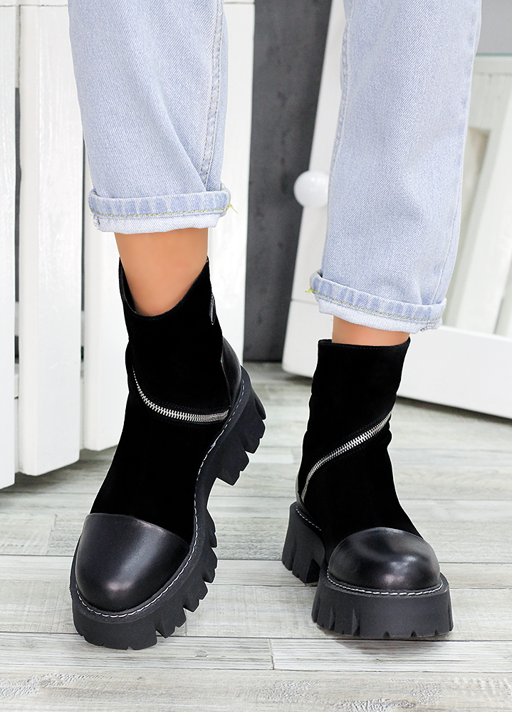 Ботинки женские кожаные черные Royal 7500-28